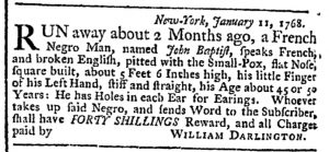 Feb 22 - New-York Gazette Weekly Post-Boy Slavery 1
