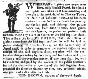 Feb 23 - South-Carolina Gazette and Country Journal Slavery 4