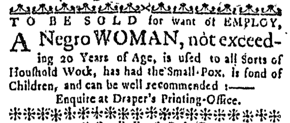 Feb 25 - Massachusetts Gazette Slavery 1