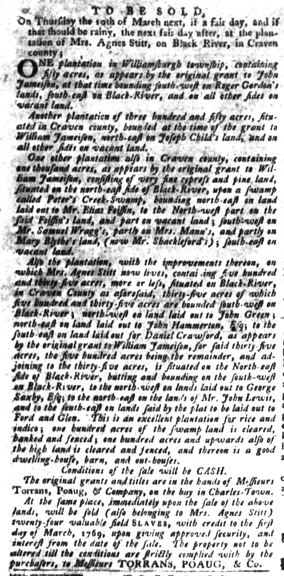 Mar 1 - South-Carolina Gazette and Country Journal Supplement Slavery 5