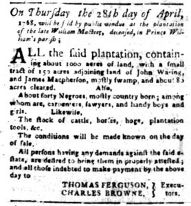Apr 4 - South Carolina Gazette Slavery 2