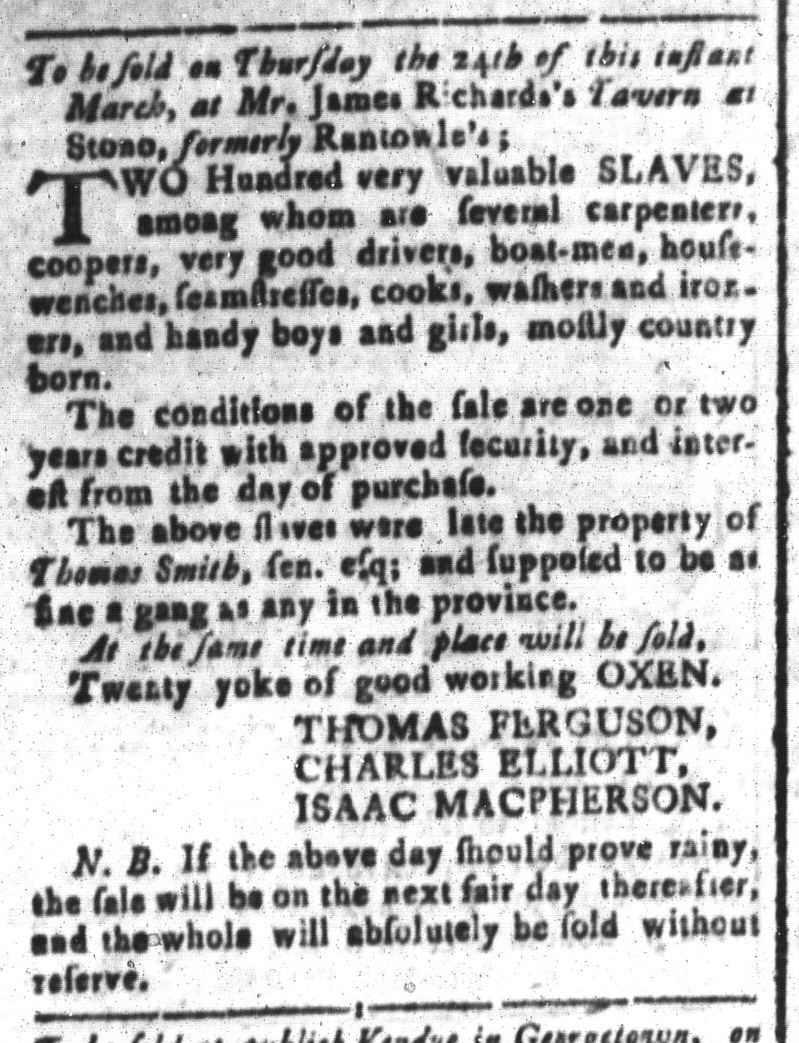Mar 11 - South-Carolina and American General Gazette Slavery 8