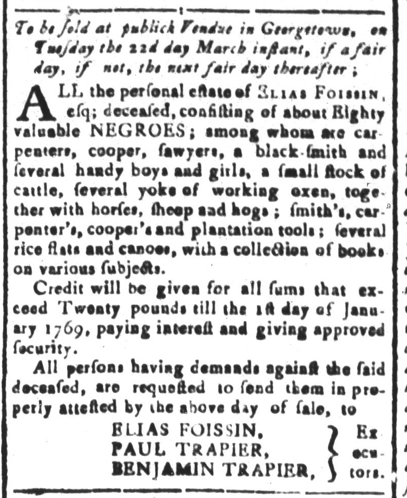 Mar 4 - South-Carolina and American General Gazette Slavery 3