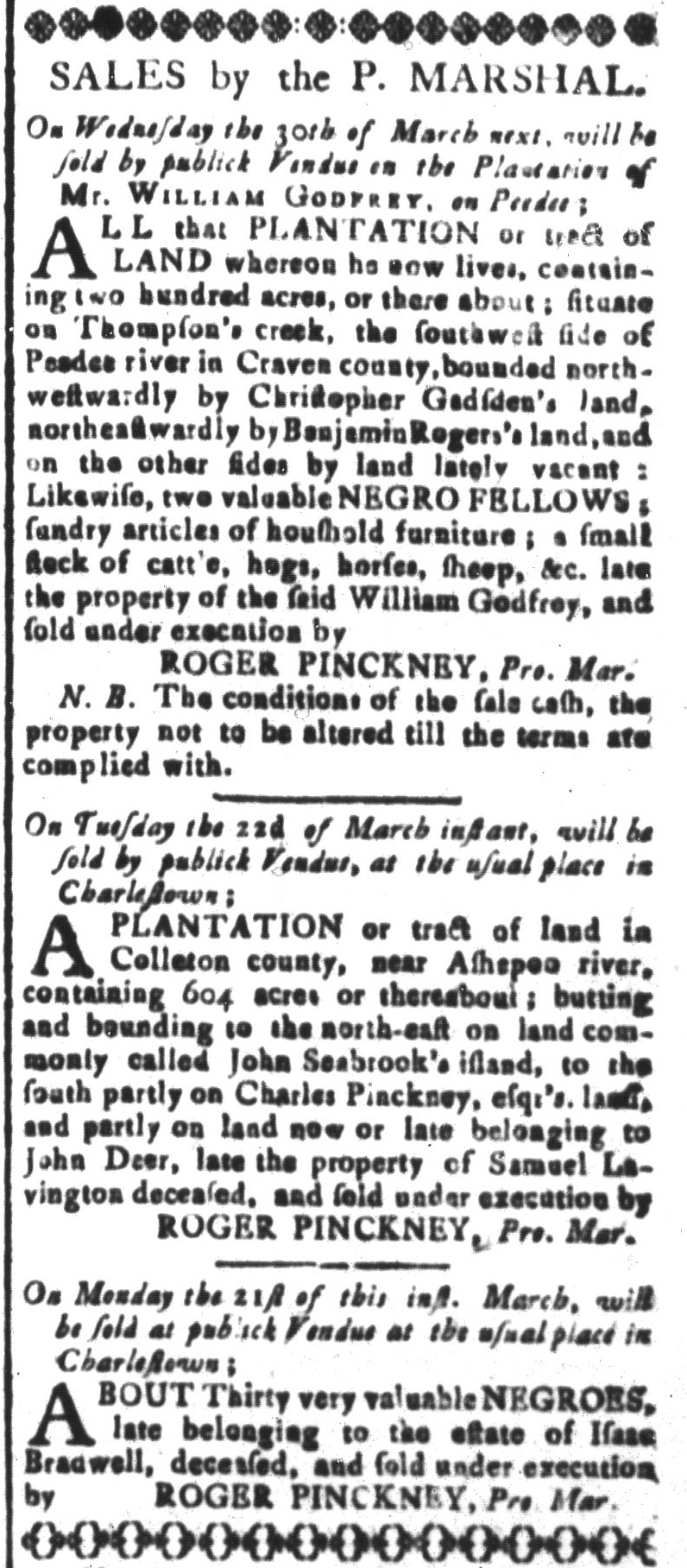 Mar 4 - South-Carolina and American General Gazette Slavery 4