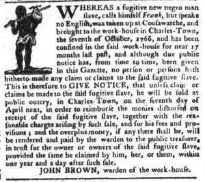 Mar 8 - South-Carolina Gazette and Country Journal Supplement Slavery 7