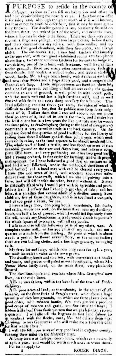Apr 21 - Virginia Gazette Purdie and Dixon Slavery 1