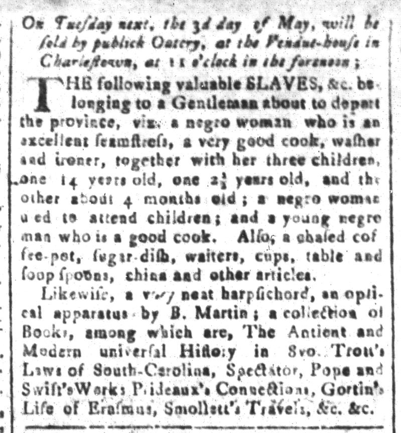 Apr 29 - South-Carolina and American General Gazette Slavery 2