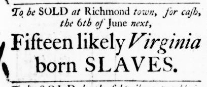 May 12 - Virginia Gazette Purdie and Dixon Slavery 1