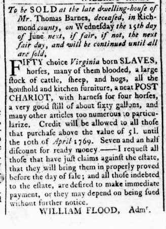 May 26 - Virginia Gazette Rind Slavery 2