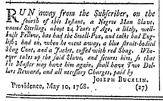 May 28 - Providence Gazette Slavery 1