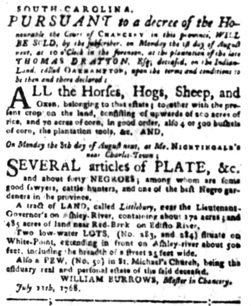 Jul 11 - South-Carolina Gazette Slavery 1