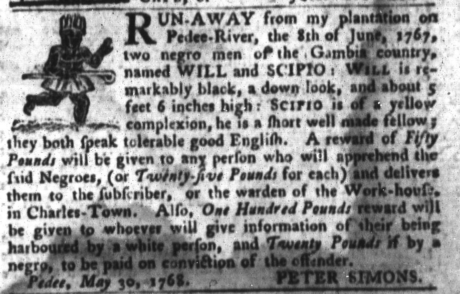 Jun 21 - South-Carolina Gazette and Country Journal Slavery 2