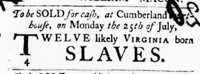 Jun 30 - Virginia Gazette Purdie and Dixon Slavery 1