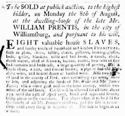 Aug 4 - Virginia Gazette Purdie and Dixon Slavery 3