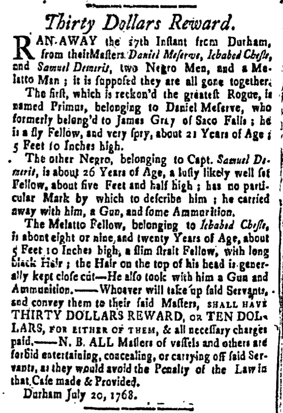 Aug 5 - New-Hampshire Gazette Slavery 1