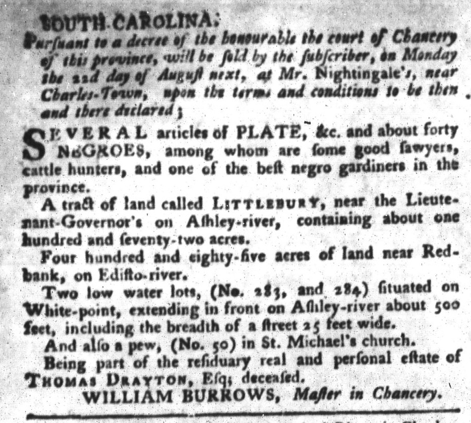 Aug 9 - South-Carolina Gazette and Country Journal Slavery 7