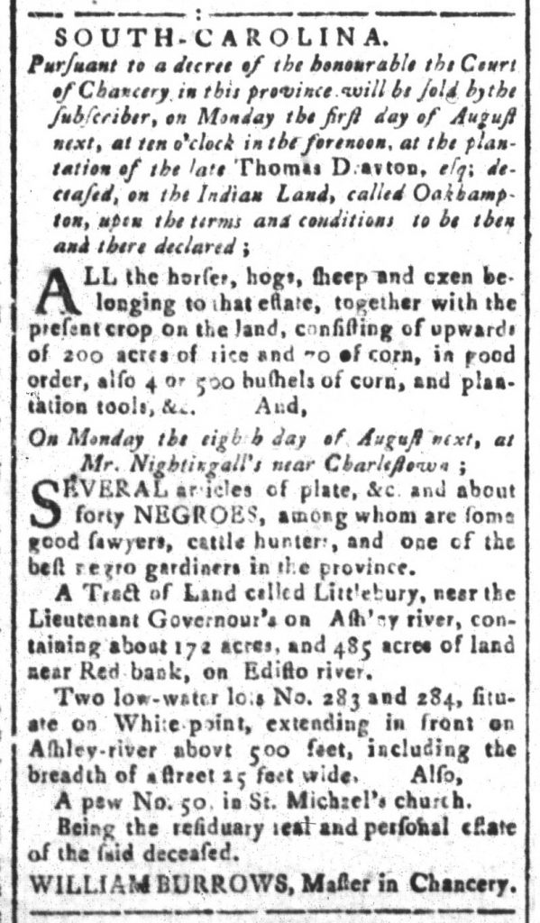 Jul 22 - South Carolina and American General Gazette Slavery 6