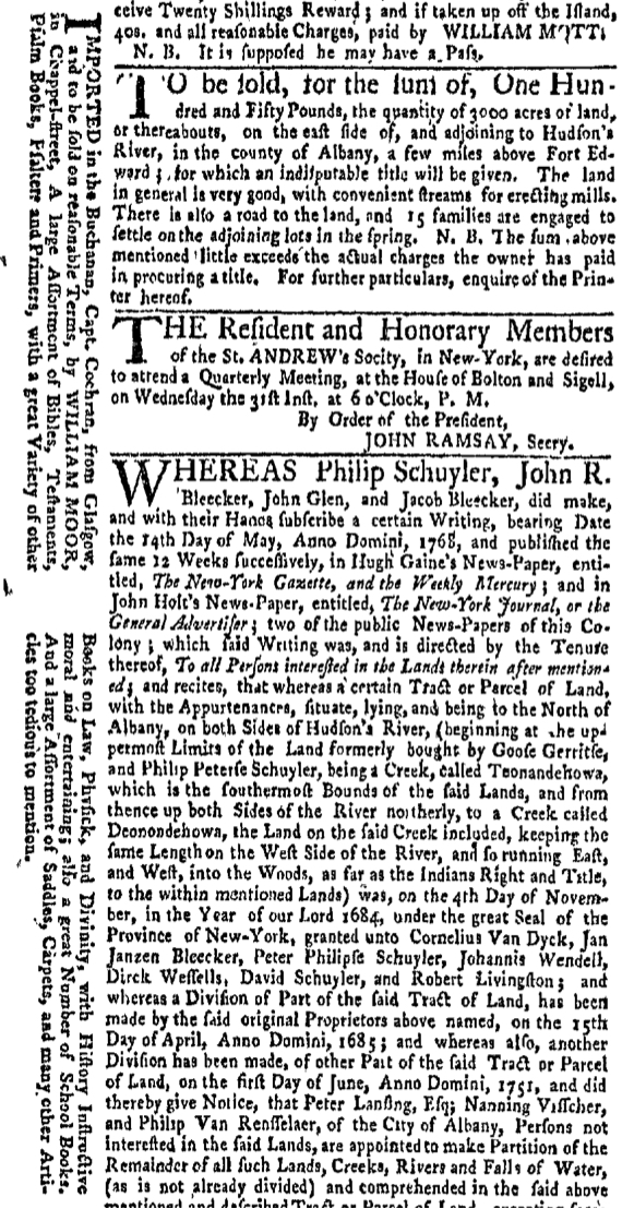 Aug 29 - 8:29:1768 New-York Gazette Weekly Mercury