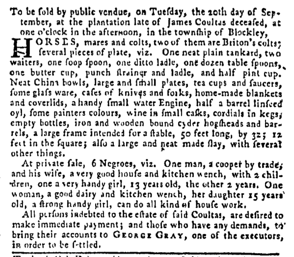 Sep 15 - Pennsylvania Gazette Slavery 2