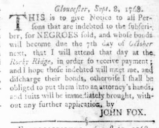 Sep 22 - Virginia Gazette Rind Slavery 8