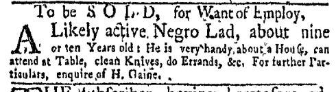 Nov 14 - New-York Gazette Weekly Mercury Supplement Slavery 1