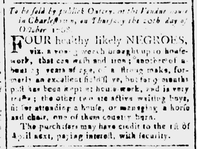 Oct 14 - South-Carolina and American General Gazette Slavery 3