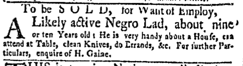 Oct 17 - New-York Gazette Weekly Mercury Slavery 2