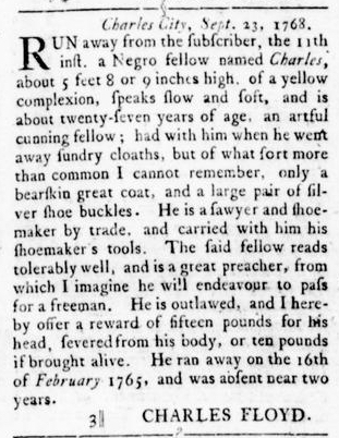 Oct 27 - Virginia Gazette Rind Slavery 3