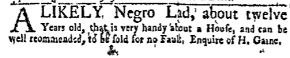 Oct 31 - New-York Gazette Weekly Mercury Supplement Slavery 1