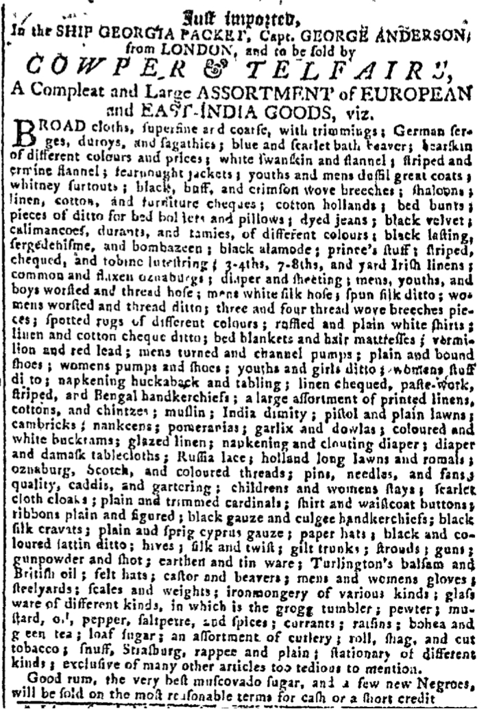 Oct 5 - Georgia Gazette Slavery 1