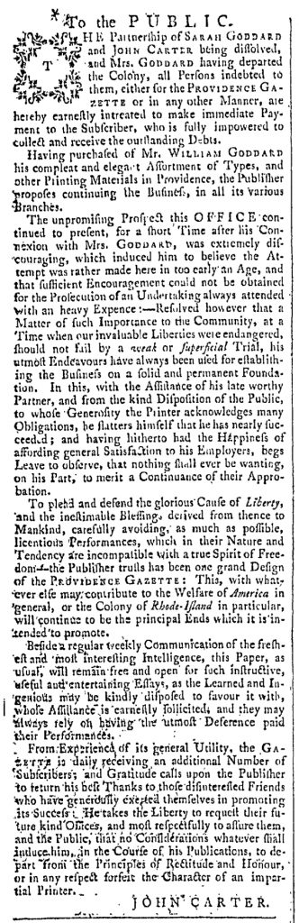 Nov 26 - 11:26:1768 Providence Gazette