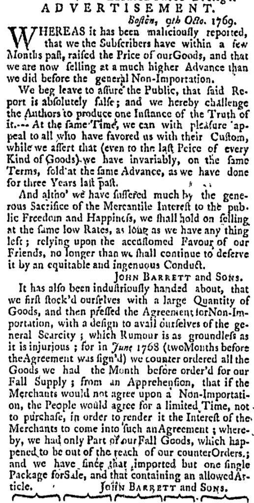 Oct 12 - 10:12:1769 Massachusetts Gazette and Boston Weekly News-Letter