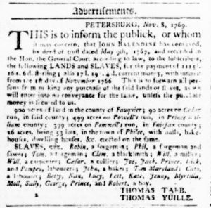 Nov 16 - Virginia Gazette Purdie and Dixon Slavery 2