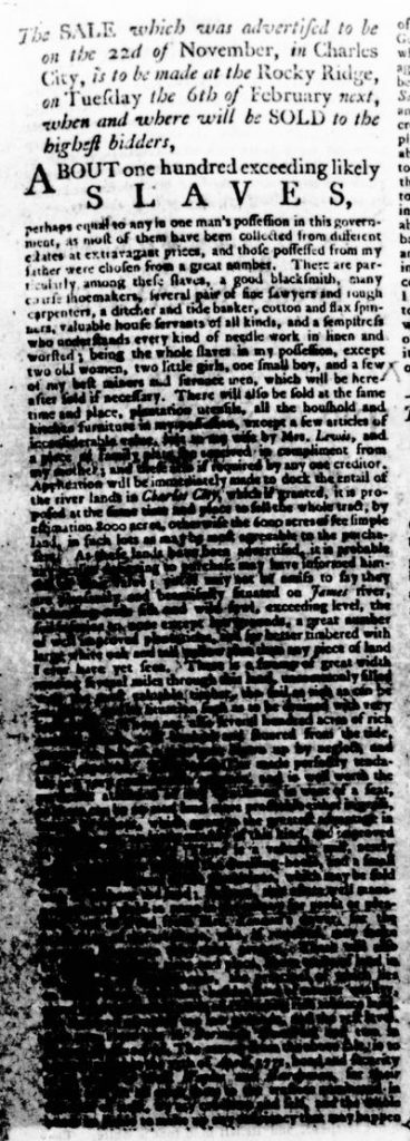 Nov 16 - Virginia Gazette Rind Slavery 1