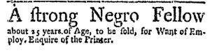 Nov 30 - Massachusetts Gazette and Boston Weekly News-Letter Slavery 2