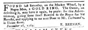 Jan 2 1770 - South-Carolina Gazette and Country Journal Slavery 3