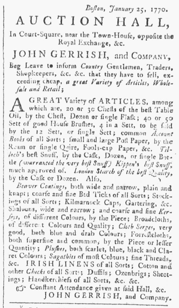 Feb 3 - 4:3:1770 Providence Gazette