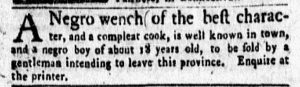 Feb 5 1770 - New-York Gazette and Weekly Mercury Slavery 5