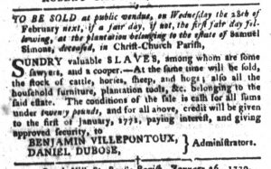 Feb 6 1770 - South-Carolina Gazette and Country Journal Slavery 3