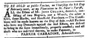 Jan 23 1770 - South-Carolina Gazette and Country Journal Slavery 10