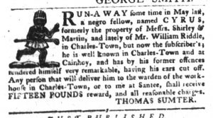 Jan 23 1770 - South-Carolina Gazette and Country Journal Slavery 12