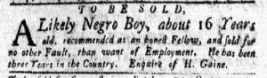 Feb 12 1770 - New-York Gazette and Weekly Mercury Slavery 1