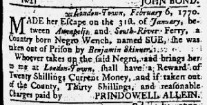 Feb 15 1770 - Maryland Gazette Slavery 1