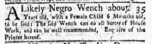 Feb 26 1770 - New-York Gazette and Weekly Mercury Slavery 2