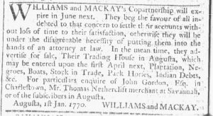 Feb 28 1770 - Georgia Gazette Slavery 3