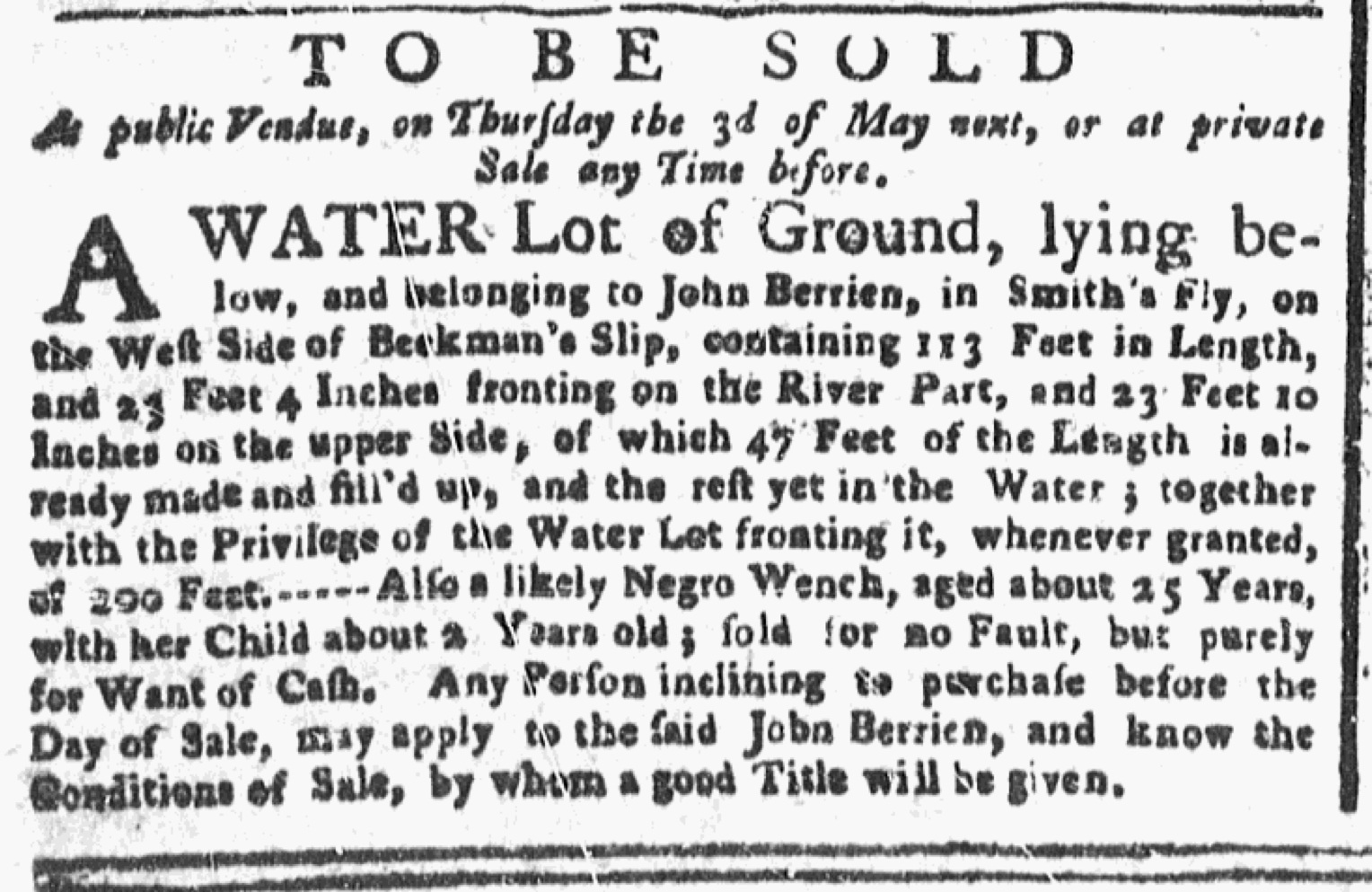 Slavery Advertisements Published April 2 1770 The Adverts 250 Project