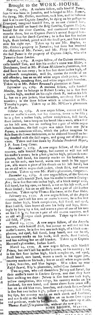 Apr 3 1770 - South-Carolina Gazette and Country Journal Slavery 16