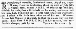 Aug 30 1770 - Pennsylvania Gazette Slavery 2