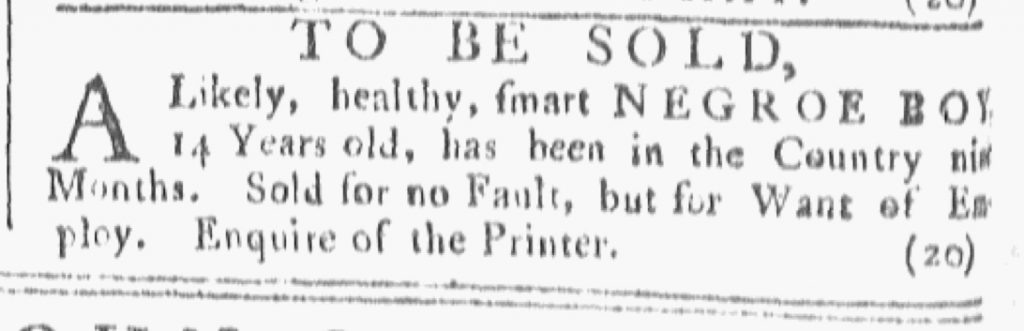 Slavery Advertisements Published March 24 1770 The Adverts 250 Project