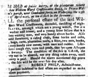 Mar 27 1770 - South-Carolina Gazette and Country Journal Slavery 3